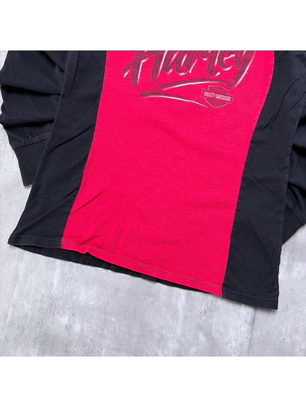 Y2K Red Harley Davidson San Jose Cali Grunge Gothic Biker Long Sleeve Shirt - Picture 4 of 8